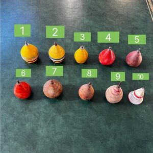Buyer’s Choice Lot #6 of Antique Vintage Painted Wooden Spinning Tops